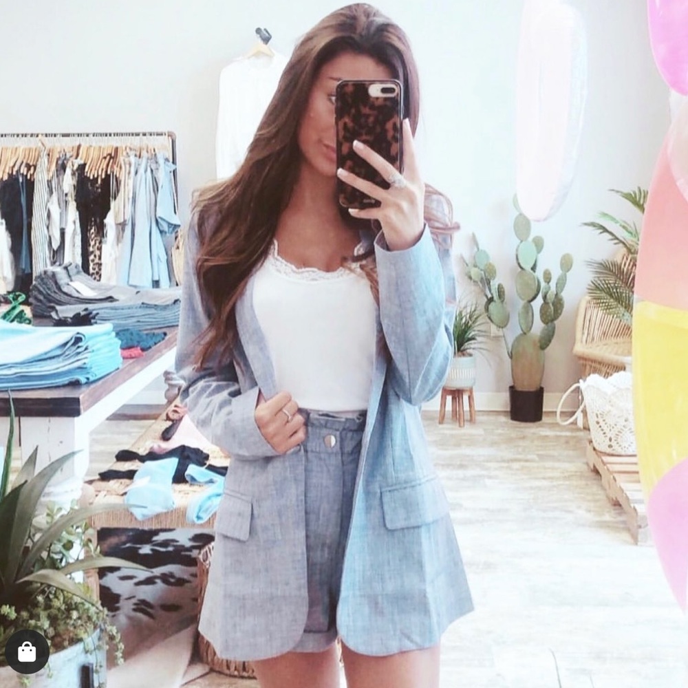 blue wild honey blazer short set